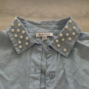 Chambray blue pearl top